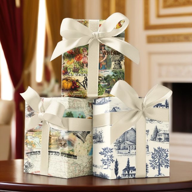 Feuille De Papier Cadeau Amérique vintage (Créateur téléchargé)