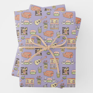 Feuille De Papier Cadeau AMIS™   Motif d'icône violet