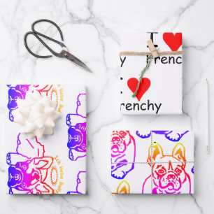 Feuille De Papier Cadeau Amour de Bouledogue Français French Bulldog