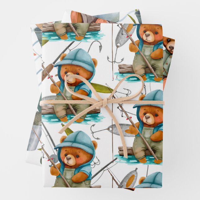 Feuille De Papier Cadeau Amoureux de la pêche (En situation)