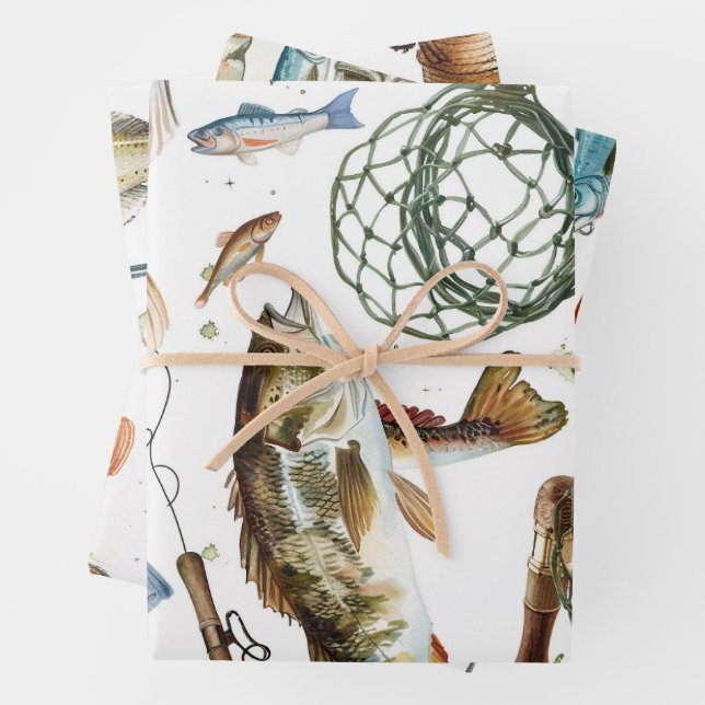 Feuille De Papier Cadeau Amoureux de la pêche (En situation)