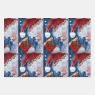 Feuille De Papier Cadeau Amoureux des animaux de la clause Santa