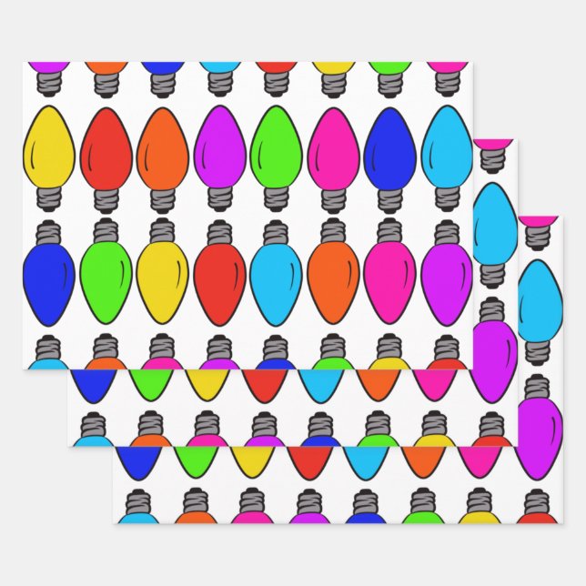 Feuille De Papier Cadeau Ampoules de Noël Motif (Lot)