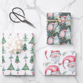 Feuille De Papier Cadeau Amusants Enfants Aquarelle Noël