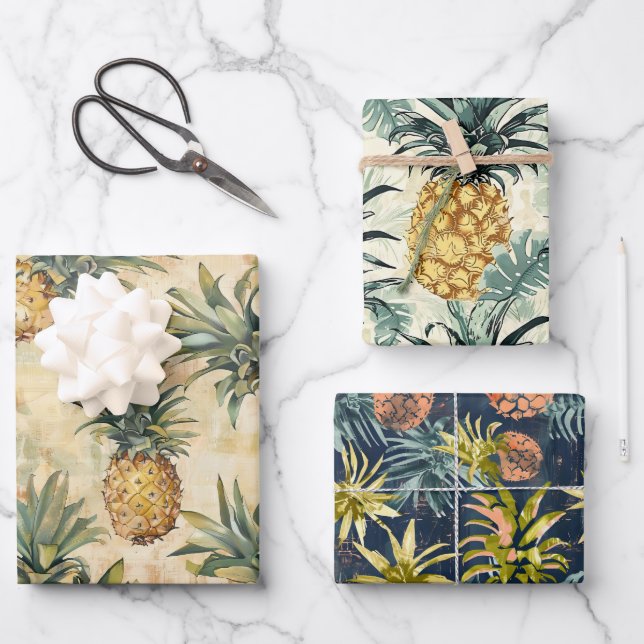 Feuille De Papier Cadeau Ananas (Recto)
