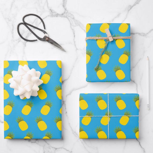 Feuille De Papier Cadeau Ananas (Recto)