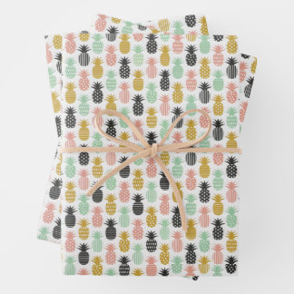 Feuille De Papier Cadeau Ananas coloré chic plage tropicale mariage