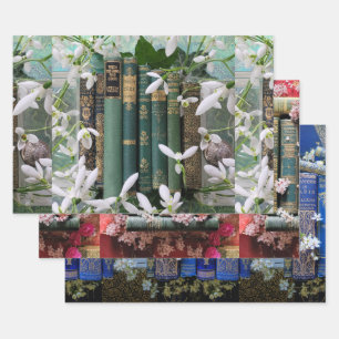 Feuille De Papier Cadeau Ancien livre épines et fleurs