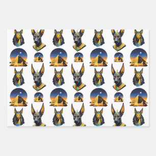 Feuille De Papier Cadeau Ancienne Egypte Pyramide Anubis Motif Design