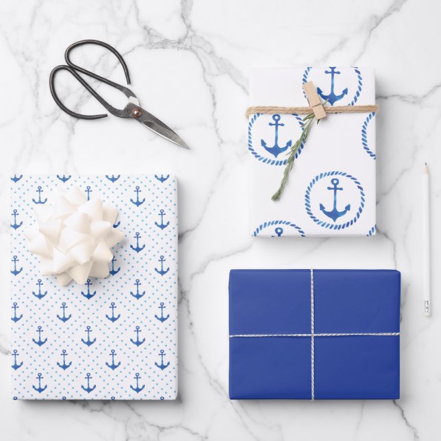 Feuille De Papier Cadeau Ancre nautique (Recto)