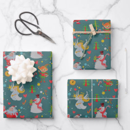 Feuille De Papier Cadeau Anges de Noël festifs