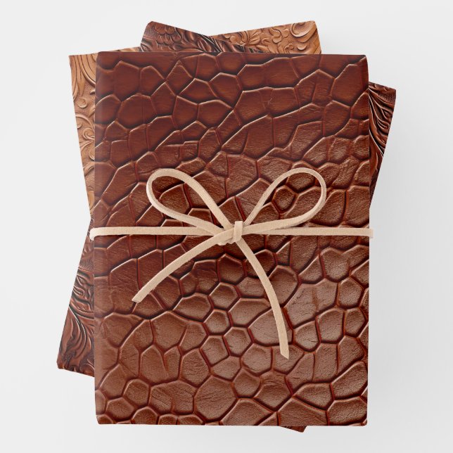 Feuille De Papier Cadeau Animal Brown en cuir de l'Ouest (En situation)