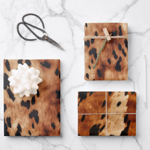 Feuille De Papier Cadeau Animal Brown occidental de vache noire