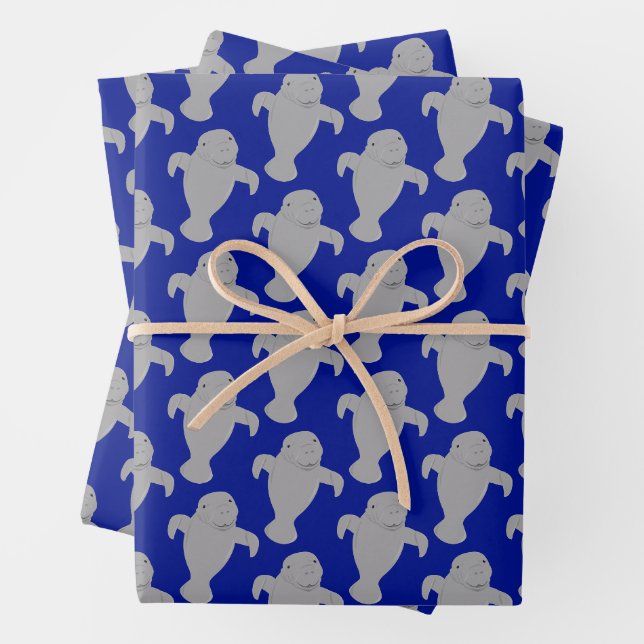 Feuille De Papier Cadeau Animal de Manatee motif (En situation)