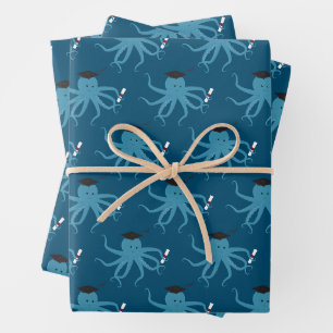 Feuille De Papier Cadeau Animaux amusants Octopus Graduation