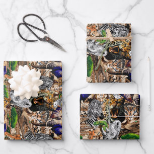 Feuille De Papier Cadeau Animaux sauvages de la Savane africaine