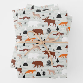 Feuille De Papier Cadeau Animaux sauvages du Canada Motif Ours d'orignaux r