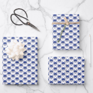 Feuille De Papier Cadeau Animé Français Bulldog Blue motif