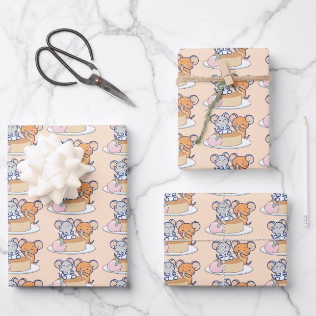 Feuille De Papier Cadeau Anime Tuffy et Jerry Cheesecake (Recto)