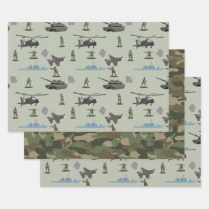 Feuille De Papier Cadeau Anniversaire Camouflage Militaire Vert Camo Armée