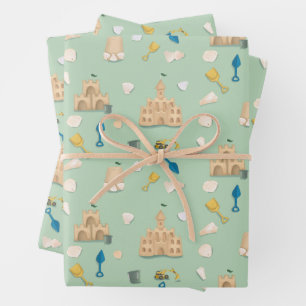 Feuille De Papier Cadeau Anniversaire côtier Sandcastle Beach Seashell