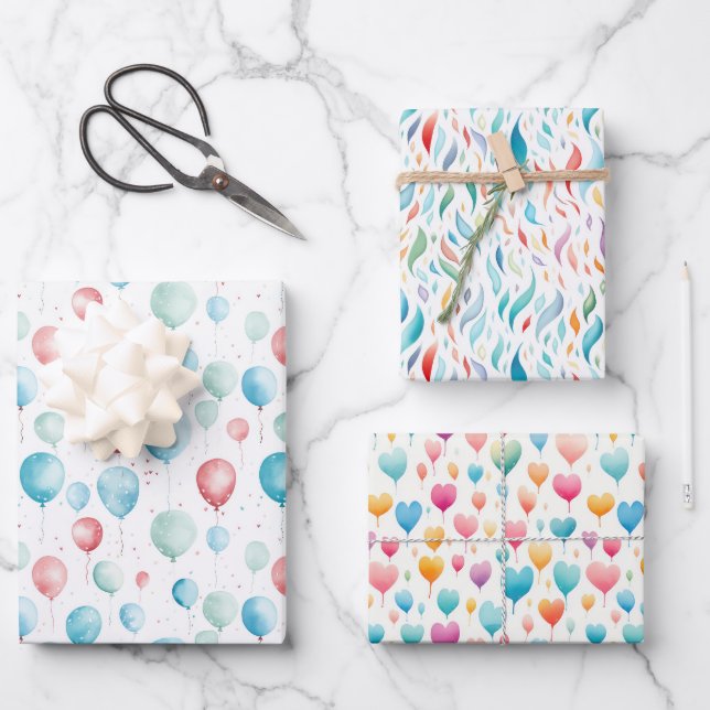 Feuille De Papier Cadeau Anniversaire de enfant aquarelle (Recto)