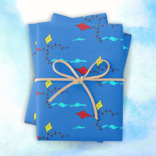 Feuille De Papier Cadeau Anniversaire de enfant de dessin de cerfs-volants 