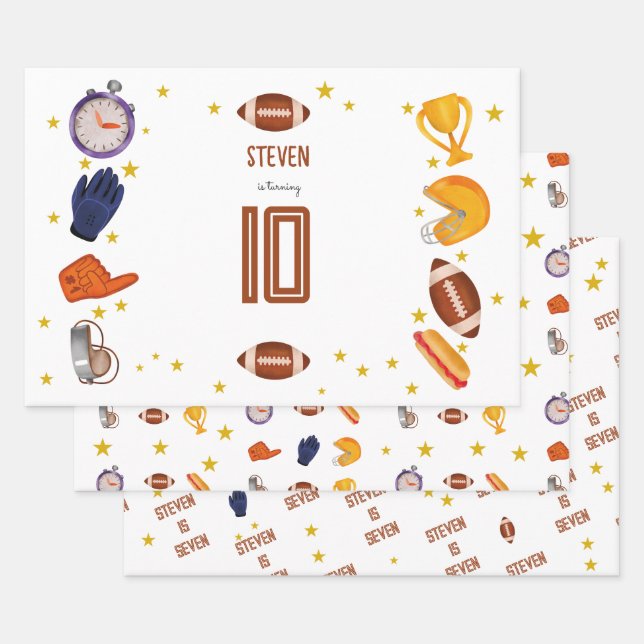 Feuille De Papier Cadeau Anniversaire de enfant de football américain (Lot)