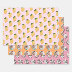 Feuille De Papier Cadeau Anniversaire de enfant Motif Fun Fruit