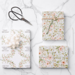 Feuille De Papier Cadeau Anniversaire de enfant Rose sauvage