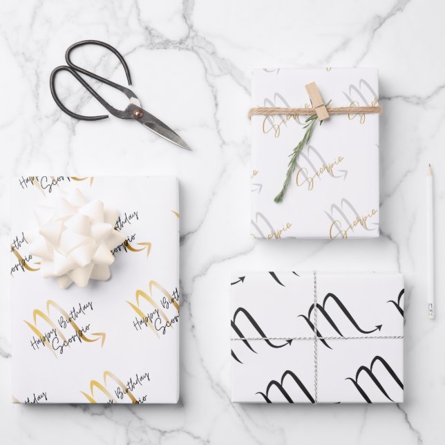 Feuille De Papier Cadeau Anniversaire de Scorpio (Recto)