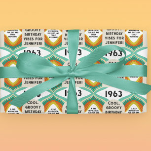 Feuille De Papier Cadeau Anniversaire des années 60 personnalisé 1963
