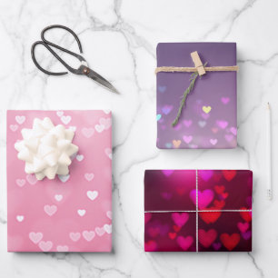 Feuille De Papier Cadeau Anniversaire des Coeurs blancs roses
