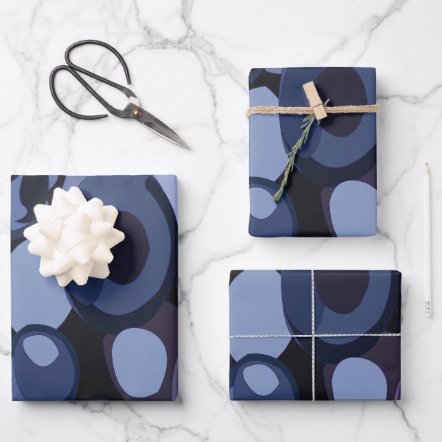 Feuille De Papier Cadeau Anniversaire du bleuet moderne Abstrait (Recto)