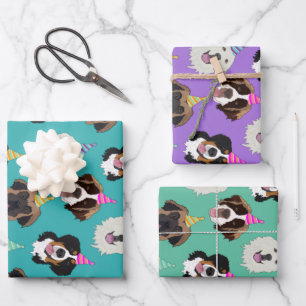 Feuille De Papier Cadeau Anniversaire du chien de montagne mignon