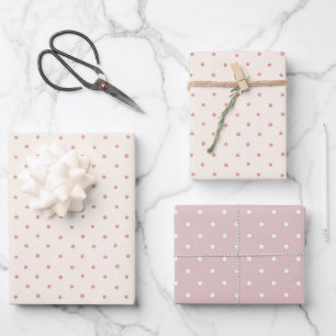 Feuille De Papier Cadeau Anniversaire Fantaisiste Points Rose Crème