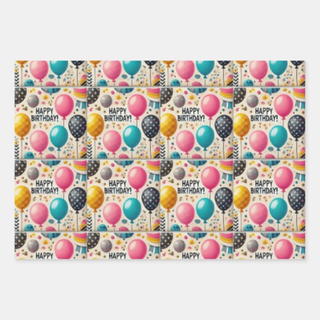 Feuille De Papier Cadeau anniversaire le plus heureux (Devant 3)