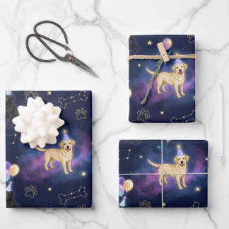 Feuille De Papier Cadeau anniversaire personnalisé Galaxy Labrador Retrieve