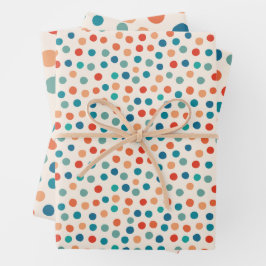 Feuille De Papier Cadeau Anniversaire pois rétro