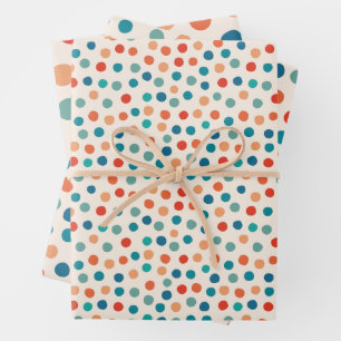 Feuille De Papier Cadeau Anniversaire pois rétro