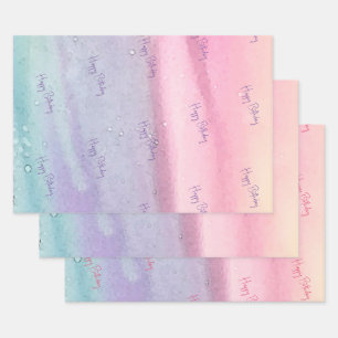 Feuille De Papier Cadeau Anniversaire rose moderne