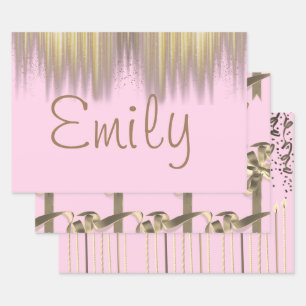 Feuille De Papier Cadeau Anniversaire rose personnalisé