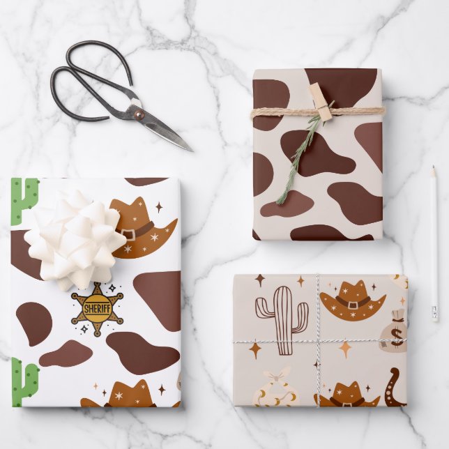Feuille De Papier Cadeau Anniversaire Wild One Cowboy (Recto)