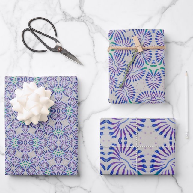 Feuille De Papier Cadeau Antifloral bleu (Recto)