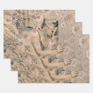 Feuille De Papier Cadeau Antique florale d'Angel Elegant Boho