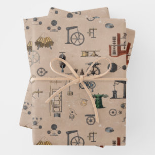 Feuille De Papier Cadeau Antique Ingénierie Mécanique Motif scientifique