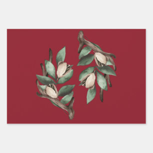 Feuille De Papier Cadeau Antler avec branche verte
