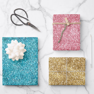 Feuille De Papier Cadeau Aqua Gold Rose Glitz Parties scintillant Unicorn S