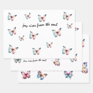 Feuille De Papier Cadeau Aqua Purple Joy se lève du papillon Soul