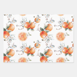 Feuille De Papier Cadeau Aquarelle abeille bourdon florale d'agrumes